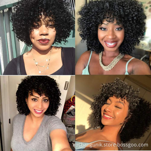 Uniky Brazilian Bouncy Curly Hair 6inch Short Length 3pcs Human Hair Bundles Remy Hair Weave Extensions 6Pieces Can Make One Wig